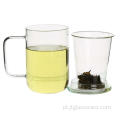 Copo de chá de vidro com infusor com alça